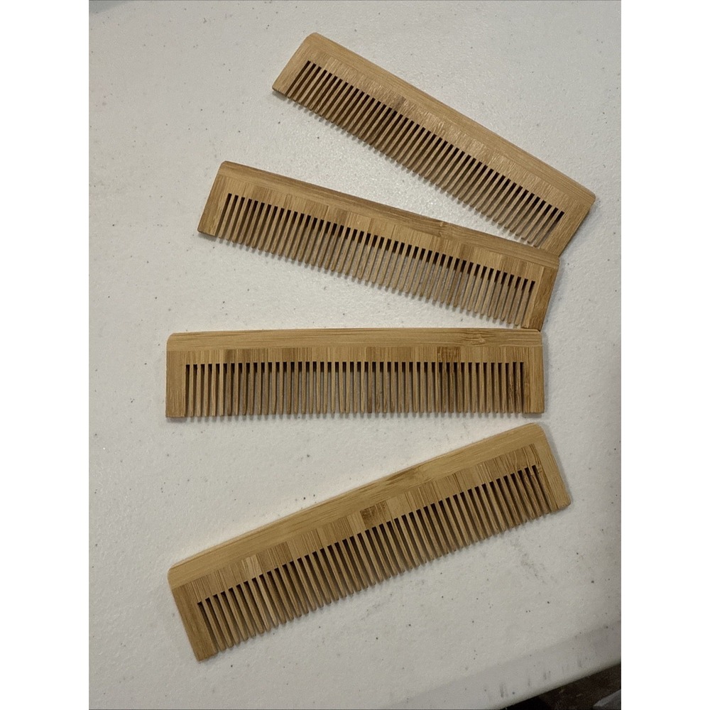 Good Earth Bamboo Comb Massage Hair Natural Anti-static Set Of 4 NEW 5x1.5 in